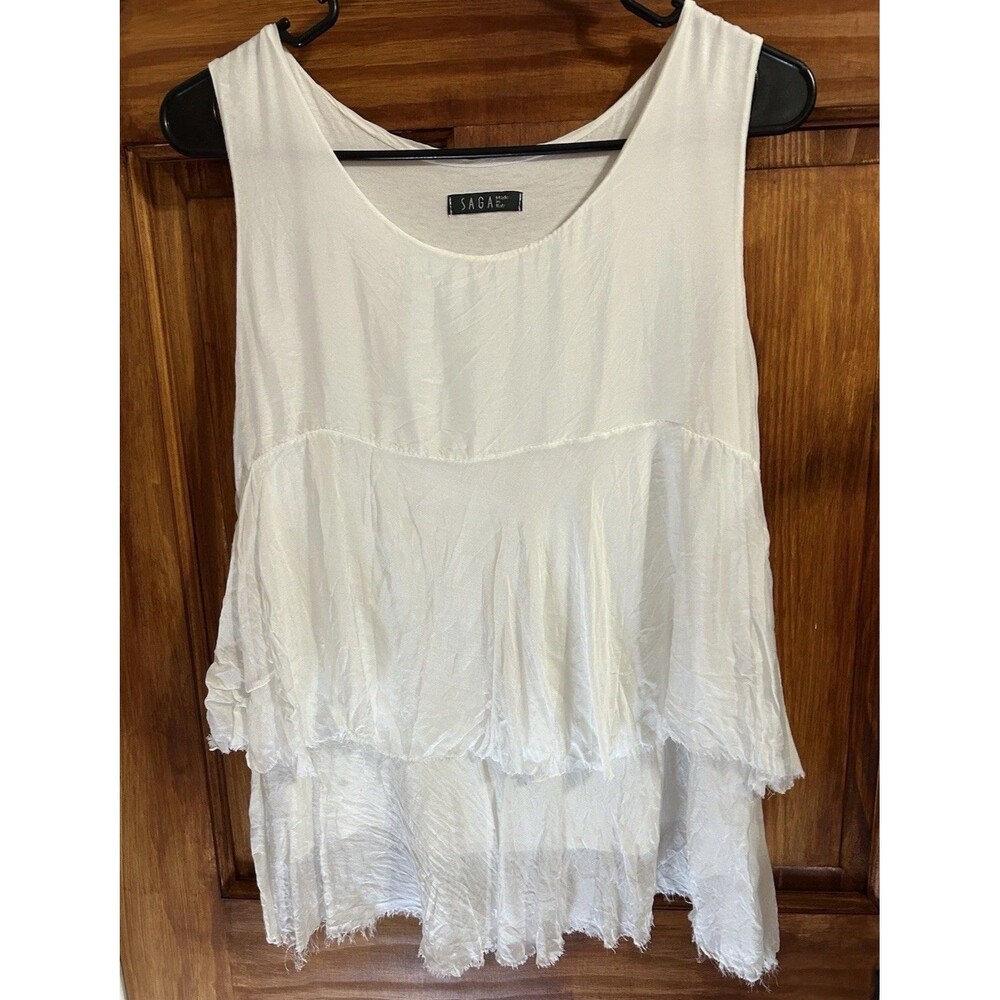 Saga Silk White Tank One Size Made In Italy Minimalist Luxury Fairy Coquette